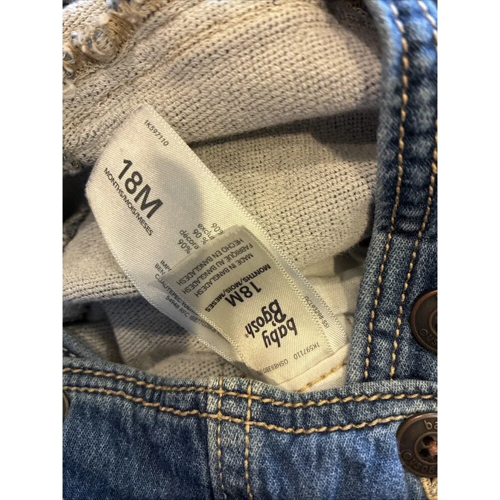 OshKosh baby B'gosh Overalls 18M Blue Denim Vestbak Classic Square Logo Bib